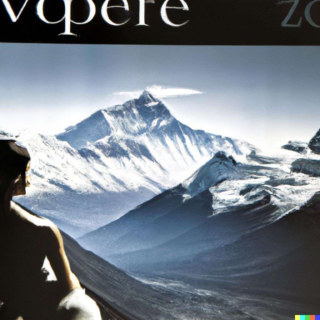 someone gazing at Mount Everest, front cover of Vogue, 2010